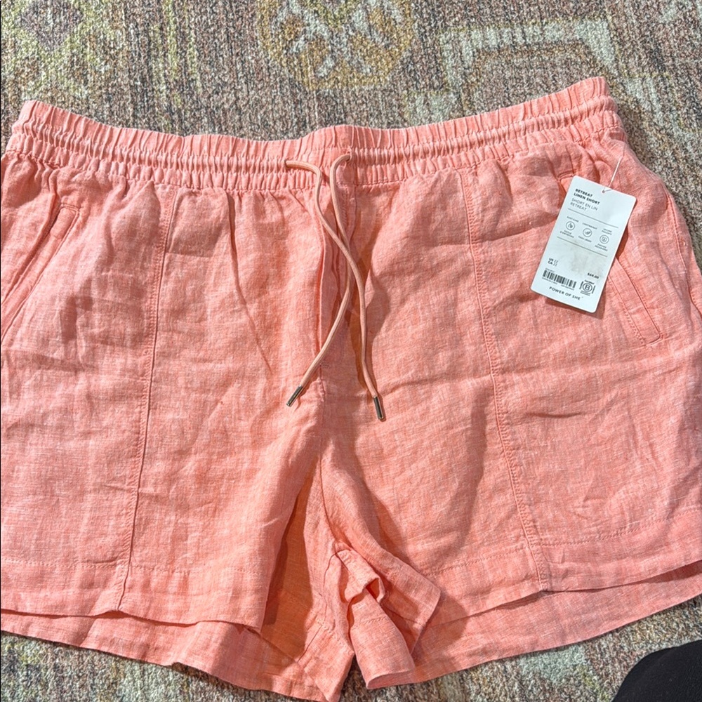Women's Coral Linen Athleta size 22Shorts new 4” inseam